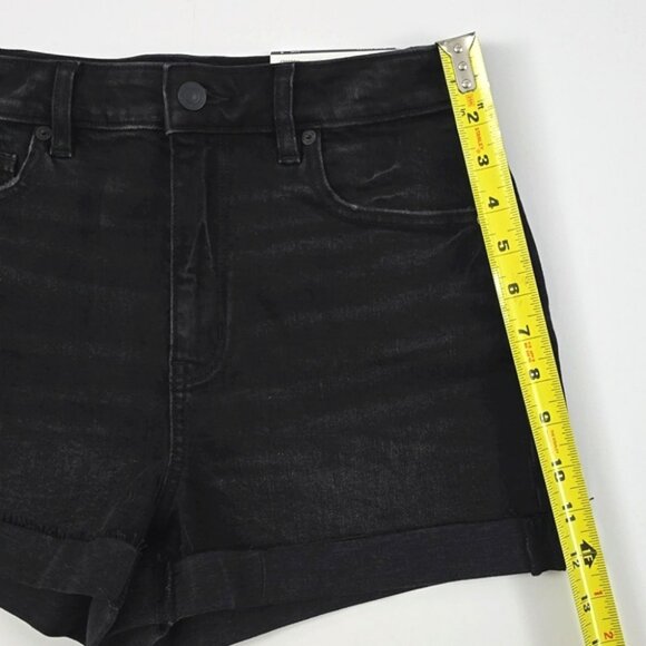 American Eagle Outfitters Women's Black Denim Mom Shorts High Waist Stretch Sz 4 - Picture 12 of 16